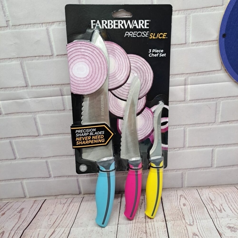 Farberware Precise‎ Slice, Bright Color Soft Grip, 3 Piece Chef Set